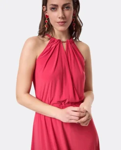 Vestido Asimetrico Cola Punto Circular Coral