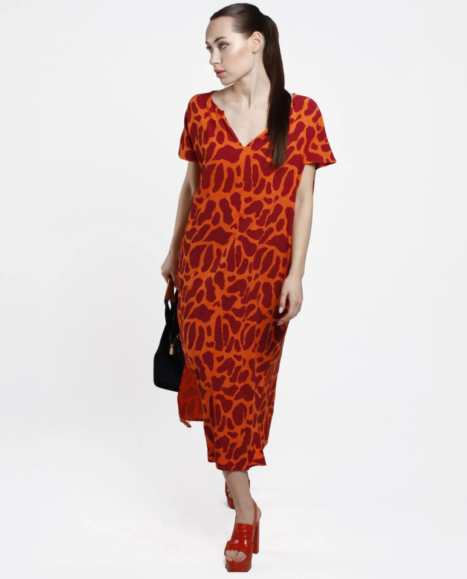 Vestido Bolsillos Algodon Estampado Jirafa