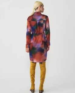 Vestido Camisero Nudo Sedin Estampado Acuarela