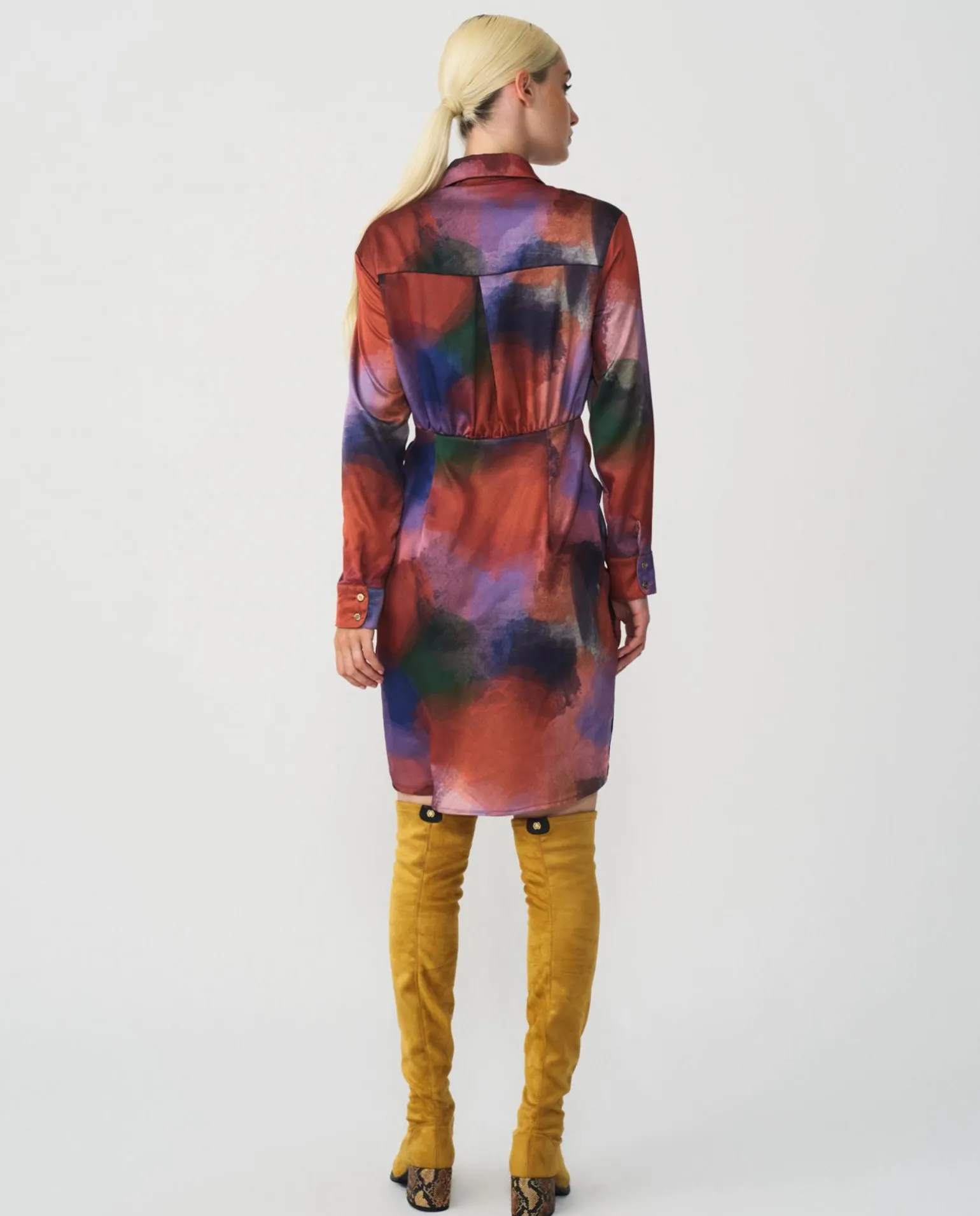 Vestido Camisero Nudo Sedin Estampado Acuarela