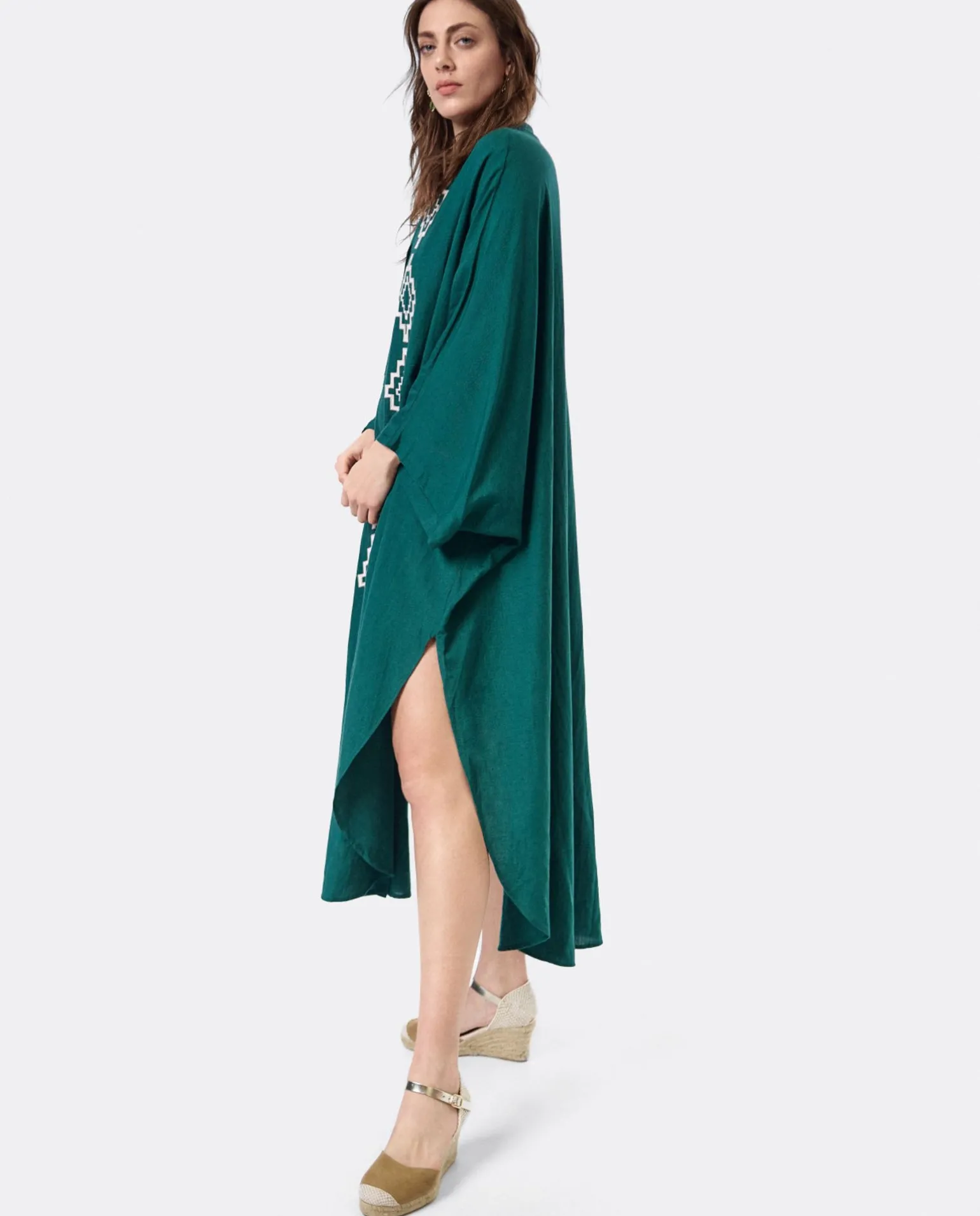 Vestido Camisero (S-M) Lino Verde