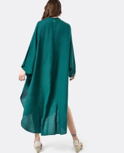 Vestido Camisero (S-M) Lino Verde