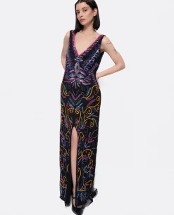 Vestido Etnico Textil Cuentas Multicolor