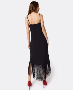 Vestido Flecos Manila Crep Negro