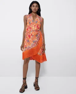 Vestido Kimono Saten Estampado Cachemiras