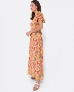 Vestido Manga Abullonada Punto Estampado Cachemira