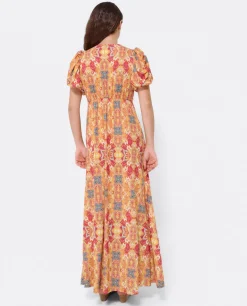 Vestido Manga Abullonada Punto Estampado Cachemira