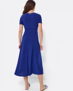 Vestido Manga Corta Nudo Delantero Punto Marino