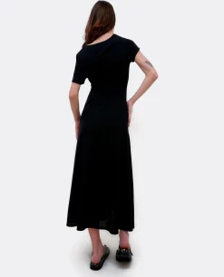 Vestido Manga Corta Nudo Delantero Punto Circular