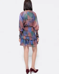 Vestido Maxi Volante Gasa Estampado Acuarela