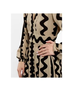 Vestido Midi Botones Crep Beig