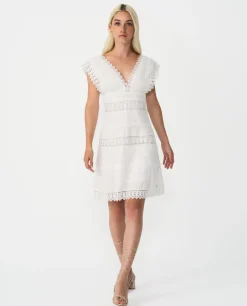 Vestido Mini Encaje Popelin Blanco