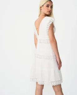 Vestido Mini Encaje Popelin Blanco