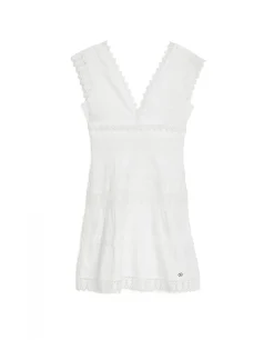 Vestido Mini Encaje Popelin Blanco