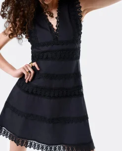 Vestido Mini Encaje Popelin Negro