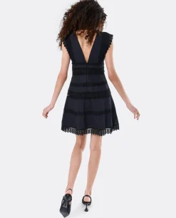 Vestido Mini Encaje Popelin Negro