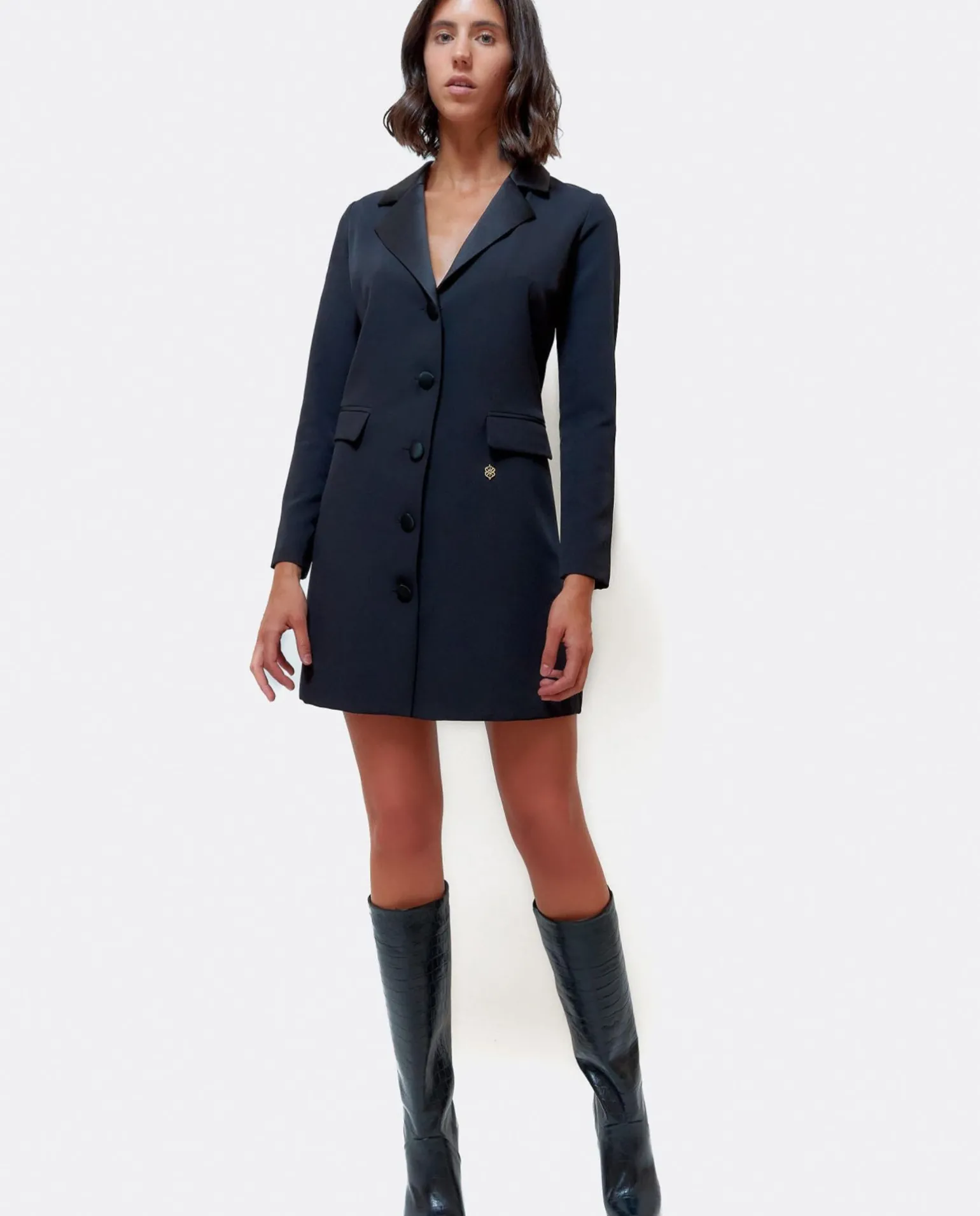 Vestido Smoking Crep Negro