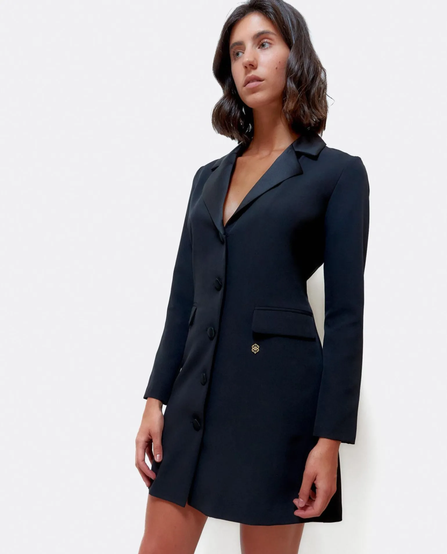 Vestido Smoking Crep Negro